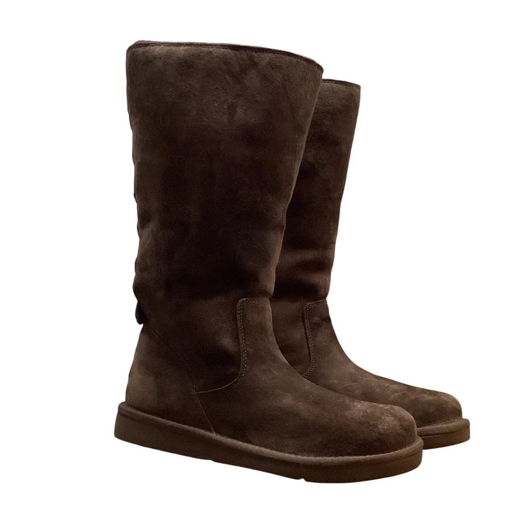 UGG Tall Suede Lace Up Back Boots Chocolate Brown Women's Size‎ 7